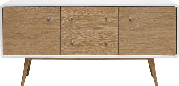 Schrank Tula teilmassiv Eiche weiss Sideboard Kommode Highboard Anrichte