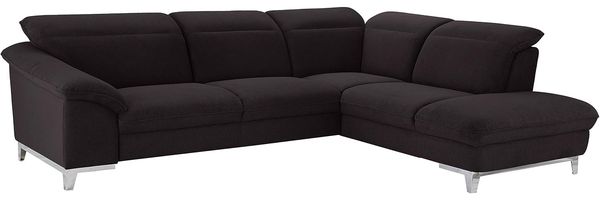 Mivano Eckcouch Teresa / L-Form-Sofa mit verstellbaren Kopfstützen und Ottomane / 293 x 84 x 232 / Mikrofaser, Schwarz