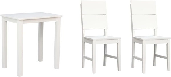 Woodroom Essgruppe Kota, (Hevea massiv lackiert, Tisch 50x70 cm, 2 Stühle), Stuhl, Holzstuhl, Massivholz, Stuhl-Set, Stühle, Esstisch, Tischgruppe