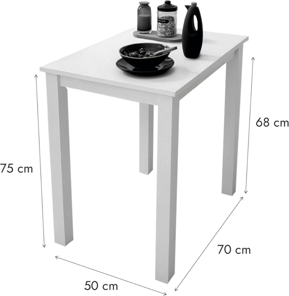 Woodroom Essgruppe Kota, (Hevea massiv lackiert, Tisch 50x70 cm, 2 Stühle), Stuhl, Holzstuhl, Massivholz, Stuhl-Set, Stühle, Esstisch, Tischgruppe Bild 8