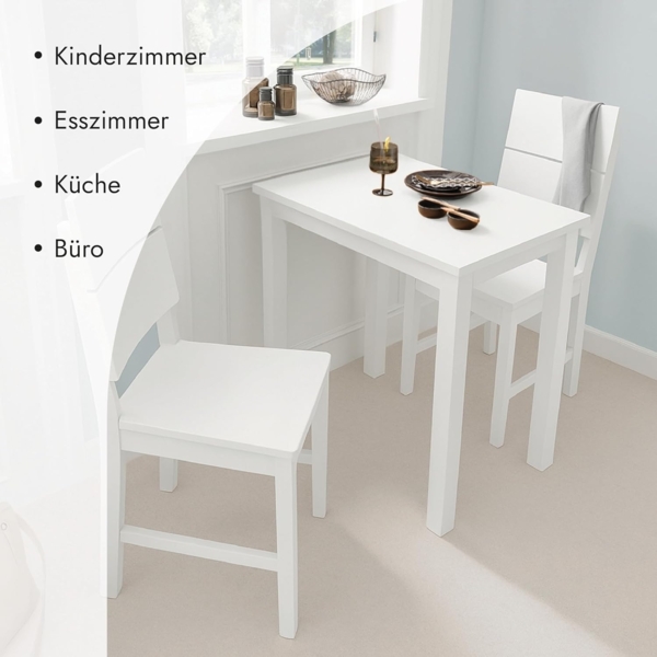 Woodroom Essgruppe Kota, (Hevea massiv lackiert, Tisch 50x70 cm, 2 Stühle), Stuhl, Holzstuhl, Massivholz, Stuhl-Set, Stühle, Esstisch, Tischgruppe Bild 2