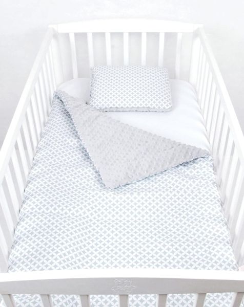 BABYLUX Babydecke Krabbeldecke MINKY Kuscheldecke Decke 75x100 cm mit KISSEN 30x35 cm (23K. Grau + Marokko)