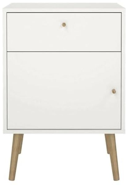 Dmora - Nachttisch Theodora, Niedrige Kommode, Tisch, Multifunktionaler Nachttisch, 50x39 h72 cm, Weiß Bild 7
