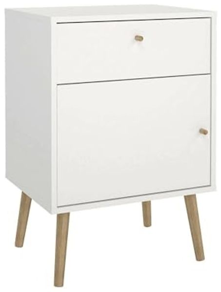 Dmora - Nachttisch Theodora, Niedrige Kommode, Tisch, Multifunktionaler Nachttisch, 50x39 h72 cm, Weiß Bild 3