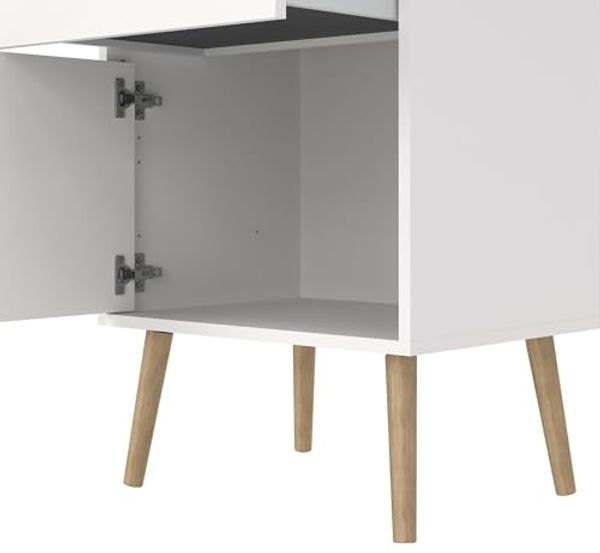 Dmora - Nachttisch Theodora, Niedrige Kommode, Tisch, Multifunktionaler Nachttisch, 50x39 h72 cm, Weiß Bild 5