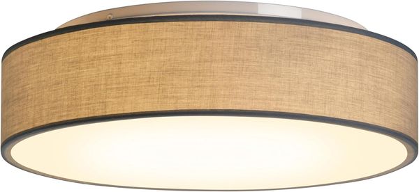 Zedelmaier Deckenlampe Stoff Rund 50cm E27x3 max. 40W Deckenleuchte Taupe Stoffschirm Wohnzimmer Schlafzimmer Küche Flur Kinderzimmer Lampe Decke Lampenschirm