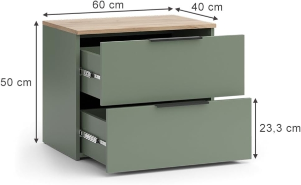 Kommode Wido Grün 60 x 50 cm mit 2 Schubladen Vicco Bild 3
