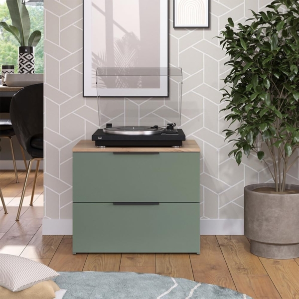 Kommode Wido Grün 60 x 50 cm mit 2 Schubladen Vicco Bild 2