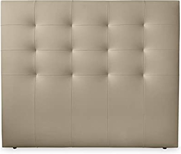 DUÉRMETE ONLINE Kopfteil Paris gepolstert, Bezug aus hochwertigem Kunstleder, Beige, 100x120 cm (Bett 90)
