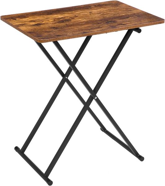 HOOBRO Beistelltisch Klappbar, Extra Groß Sofatisch, verstellbare Höhe Klapptische, 60 x 40 x 60 cm, TV Tray im Industriestil, Tablett Tisch, Snack Tisch, einfach montierbar, Dunkelbraun EBF16BZ01