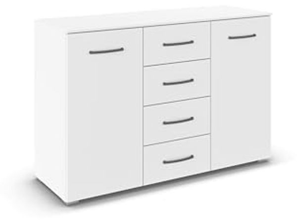 rauch Aditio Box, Kommode, 2-türig, 4 Schubladen, mit Softclose-Funktion, Farbe Weiß, BxHxT 120x81x42cm