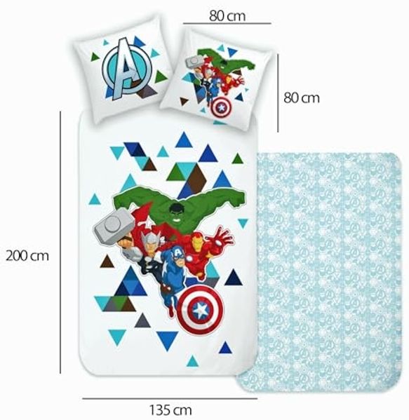 JACK Kinderbettwäsche Avengers Disney 135x200cm Captain America, Renforcé, 2 teilig, alle Marvel Helden, mit Reißverschluss Bild 3