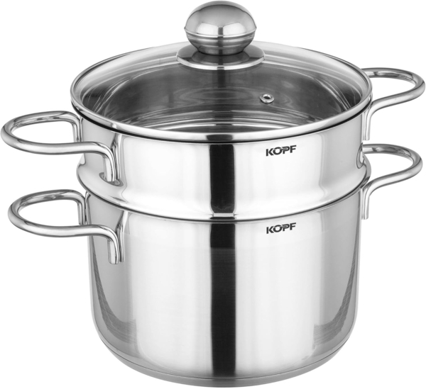 Kopf Topf-Set Josie, Edelstahl (14-tlg), Induktionstöpfe mit Schüttrand, Literskala und Glasdeckel Bild 13