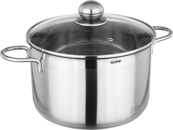 Kopf Topf-Set Josie, Edelstahl (14-tlg), Induktionstöpfe mit Schüttrand, Literskala und Glasdeckel Bild 14