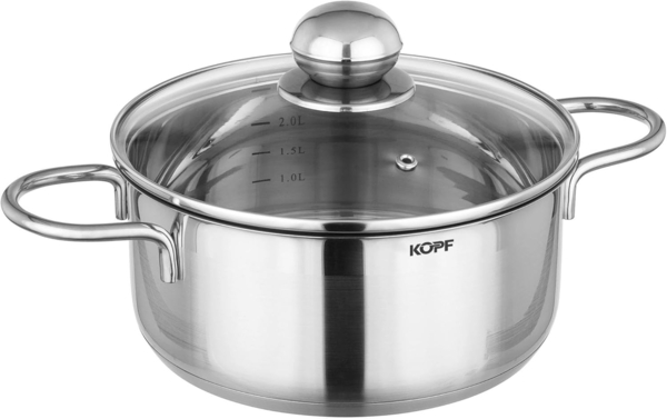 Kopf Topf-Set Josie, Edelstahl (14-tlg), Induktionstöpfe mit Schüttrand, Literskala und Glasdeckel Bild 17