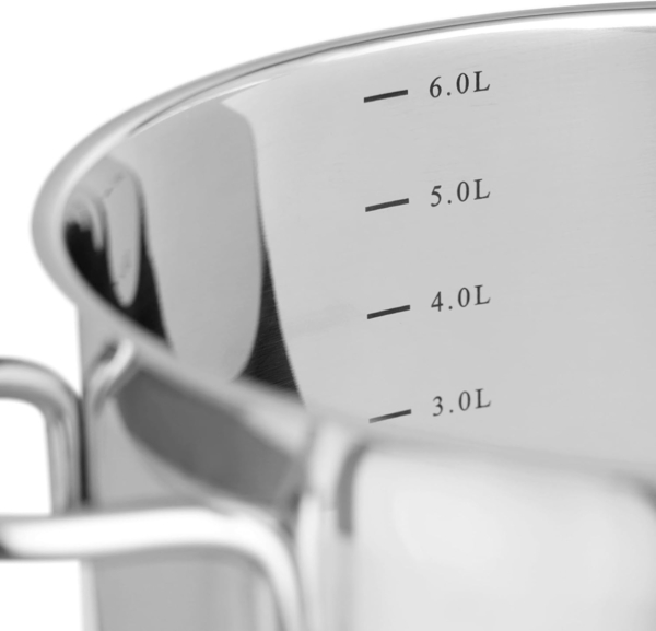 Kopf Topf-Set Josie, Edelstahl (14-tlg), Induktionstöpfe mit Schüttrand, Literskala und Glasdeckel Bild 11