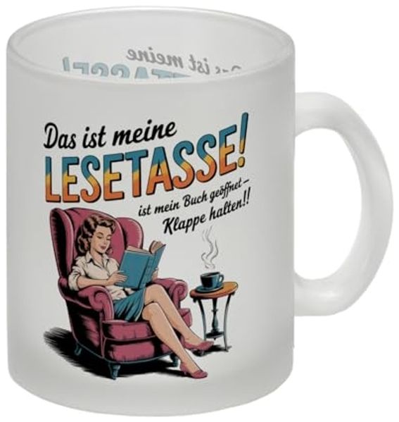 speecheese Tasse Lesetasse Buch geöffnet - Klappe halten Glas Tasse