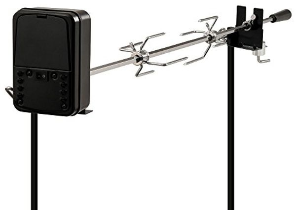 BBQ-Toro Lagerfeuer-Grillspieß Grillspieß Set 93,5 cm, 2 Fleischnadeln, Grillspieß mit Motor, Hähnche, Batterien nicht im Lieferumfang enthalten