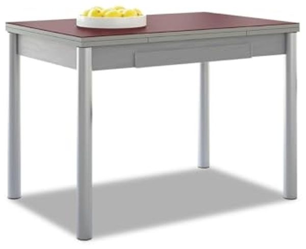 ASTIMESA Ausziehbarer Küchentisch, Aluminiumgestell, Bordeaux, ideal für kleine Räume, Maße: 90x50 cm, ausziehbar 140x50 cm