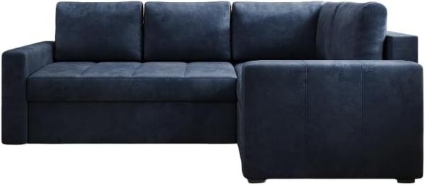 Designer Sofa Cortino mit Schlaffunktion und Stauraum Samt Blau Rechts