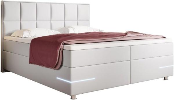 Boxspringbett Milano mit LED (Kunstleder) 120x200 Weiß H3