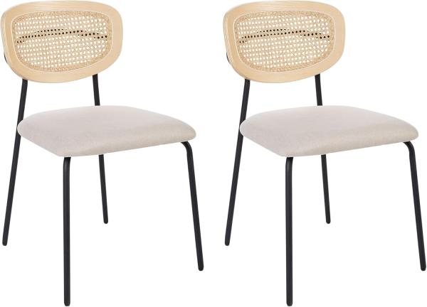 Esszimmerstuhl 2er Set MAYETTA Rattan Helles Beige