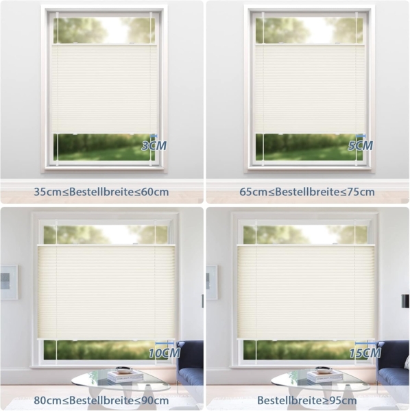 Sanfree Plissee Klemmfix Plisseerollo ohne Bohren Weiß B70 x H120cm inkl. Klemmträger Blickdicht und lichtdurchlässig Jalousie Faltrollo Sichtschutz und Sonnenschutz Rollo für Fenster & Tür Bild 6
