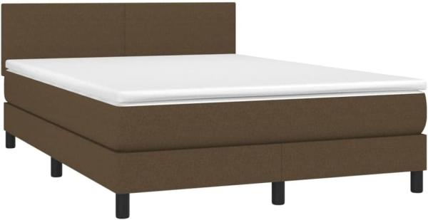 Boxspringbett mit Matratze & LED Stoff Dunkelbraun 140 x 200 cm