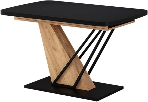 Esstisch Fenaro Schwarz/Goldkraft Eiche 120x80 cm ausziehbar Vicco