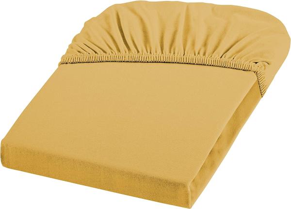 Fleuresse Fein-Jersey Spannbetttuch Bettlaken 180 x 200 cm - 200 x 200 cm Elastan 2349 goldgelb