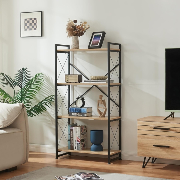 Standregal Skørping 125x65x30 cm Schwarz/Eicheoptik [en. casa]