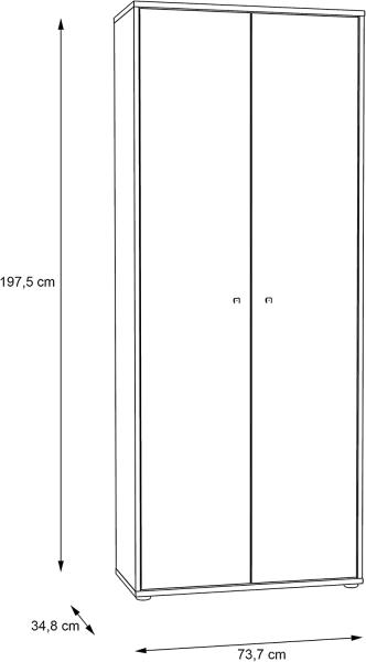 Forte 'TEMPRA 2' Mehrzweckschrank, 197,5 x 34,8 x 73,7 cm, Braun Bild 3