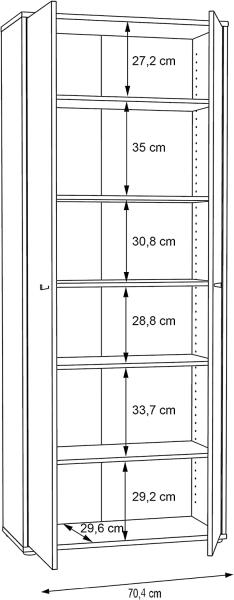 Forte 'TEMPRA 2' Mehrzweckschrank, 197,5 x 34,8 x 73,7 cm, Braun Bild 7
