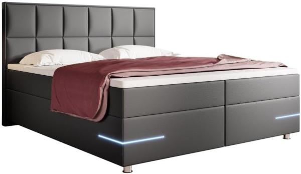 Boxspringbett Milano mit LED (Kunstleder) 120x200 Grau H3