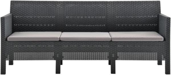 vidaXL 3-Sitzer Gartensofa mit Kissen Anthrazit PP Rattan 3067232 Bild 4