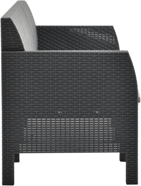vidaXL 3-Sitzer Gartensofa mit Kissen Anthrazit PP Rattan 3067232 Bild 3