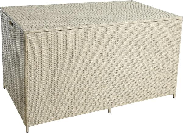 Auflagenbox Poly Rattan XXL Kissenbox Gartenbox Box Aufbewahrungsbox Beige