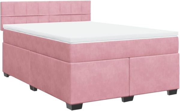 Boxspringbett mit Matratze Rosa 140x200 cm Samt 3288635