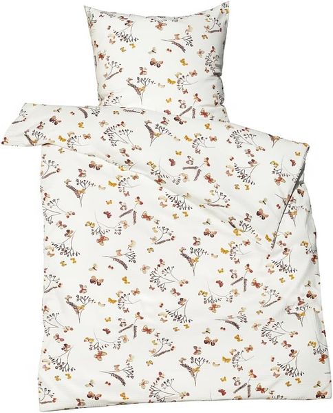 Bettwäsche Deluxe Premium, Traumschloss, Seersucker, 2 teilig, Frühlingserwachen, Schmetterlinge, weiß