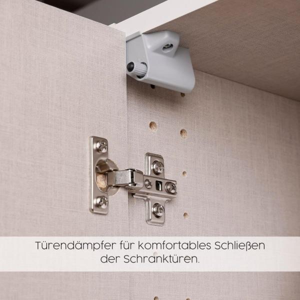 rauch Kleiderschrank, Drehtürenschrank TICAO, 6-türig, 2 Spiegeltüren, 2 Schubkästen, inkl. Türdämpferset, Alpinweiß/Atlantik Oak dunkel, 181 x 210 x 54 cm Bild 12