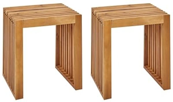 3-er Set Garten-Hocker BELLANO Akazienholz Heller Holzfarbton