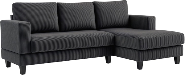 HOMCOM Ecksofa Sofa mit Chaiselongue Cord-Optik Hochdichtem Schaumstoff, bis 400 kg, L Form Couch 1 Teile, für Wohnzimmer, Schlafzimmer, 214 x 134 x 84 cm Dunkelgrau