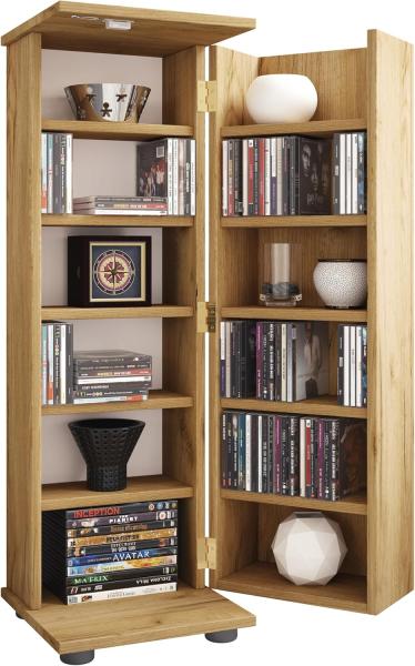 VCM CD / DVD Media Regal Engalo 920781 Honig-Eiche H. 93 x B. 31 x T. 31 cm