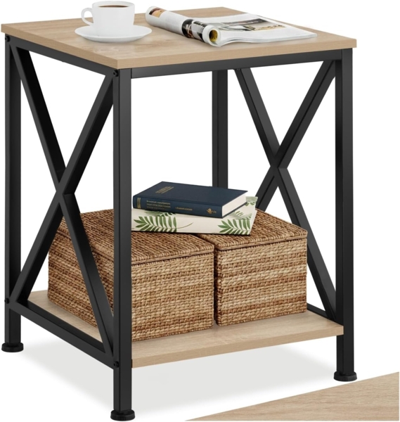 Beistelltisch Carlton 40,5 x 40,5 x 52,5 cm - Industrial Holz hell, Eiche Sonoma