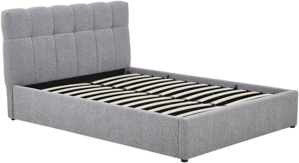 Vente-unique - Bett mit Bettkasten - 140x190 cm - Bouclé-Stoff - Grau - MAZIRI
