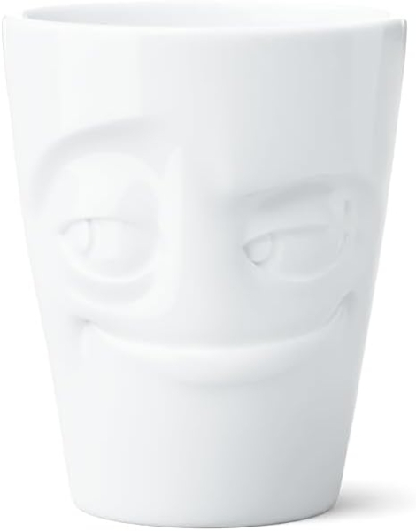 Schmunzel Henkelbecher verschmitzt in weiß 350ml