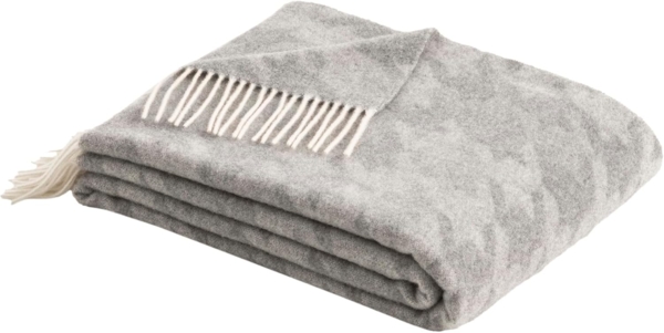 Bugatti Wohndecke Plaid Cashmere Merinowolle 3140-800 grau 150x200
