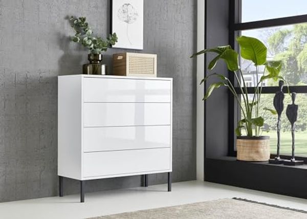 BMG Möbel Kommode Mailand 3 (Schubladenkommode Anrichte, mit hochwertigen Metallfüßen), Push-to-Open-Funktion
