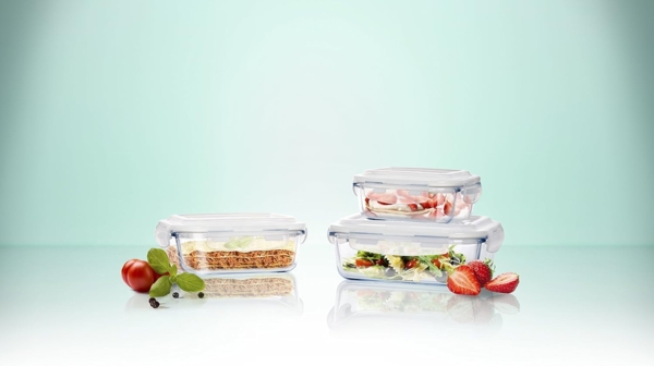 Click`n Store Click`n Store Frischhaltedosen Glas Set Gefrierdosen BPA frei