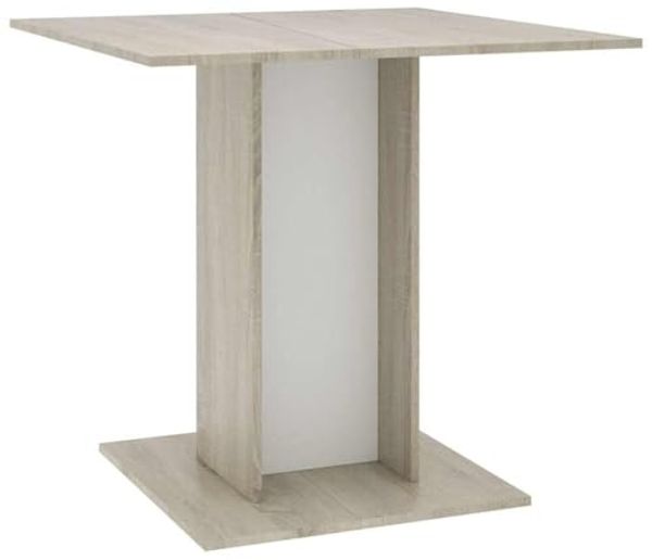 vidaXL Esstisch Weiß und Sonoma-Eiche 80×80×75 cm Spanplatte